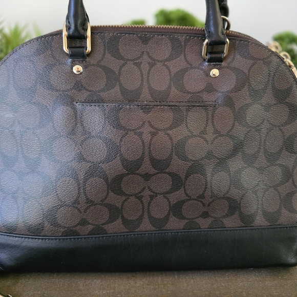 Coach Sierra Satchel In Brown Signature Coated Canvas With Black Leather Trim - Picture 5 of 13